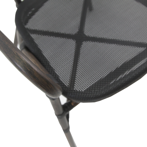 Feros Tango – Stapelbarer Bistrostuhl Textilene, Wengé/Schwarz Mesh, Bild 5
