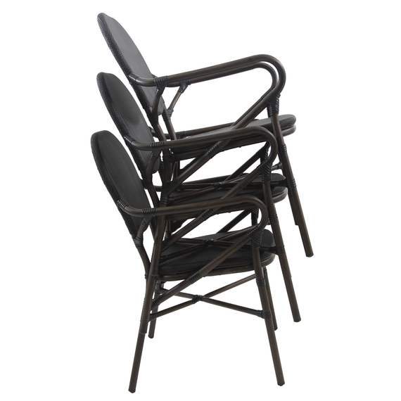Feros Tango – Stapelbarer Bistrostuhl Textilene, Wengé/Schwarz Mesh, Bild 6
