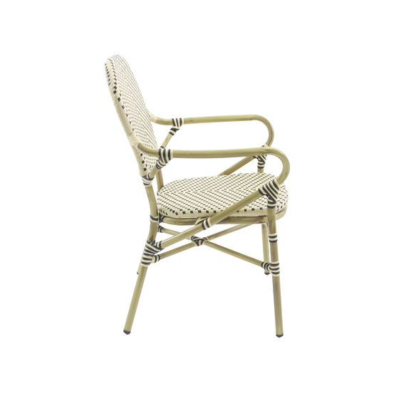Feros Tango – Stapelbarer Bistrostuhl Rattan, Bambus/Weiß/Schwarz, Bild 3