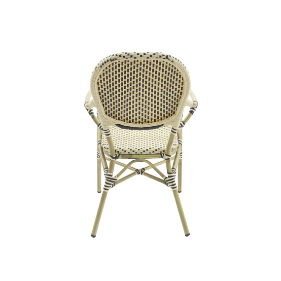 Feros Tango – Stapelbarer Bistrostuhl Rattan, Bambus/Weiß/Schwarz, Bild 4