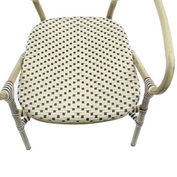 Feros Tango – Stapelbarer Bistrostuhl Rattan, Bambus/Weiß/Schwarz, Bild 5