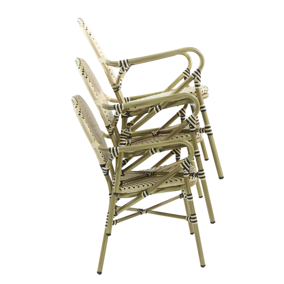 Feros Tango – Stapelbarer Bistrostuhl Rattan, Bambus/Weiß/Schwarz, Bild 6