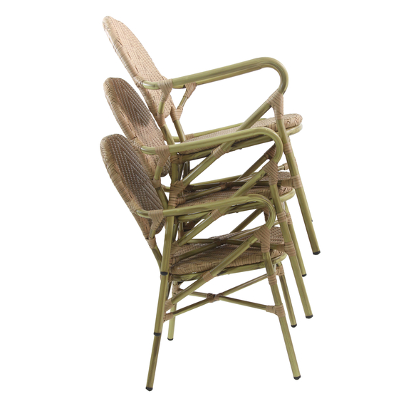 Feros Tango – Stapelbarer Bistrostuhl Rattan, Bambus/Natur, Bild 6