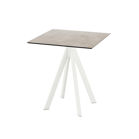 Feros Infinity - Terrassentisch weißes Gestell + Moonstone HPL-Platte 70x70 cm, Weiß + Moonstone