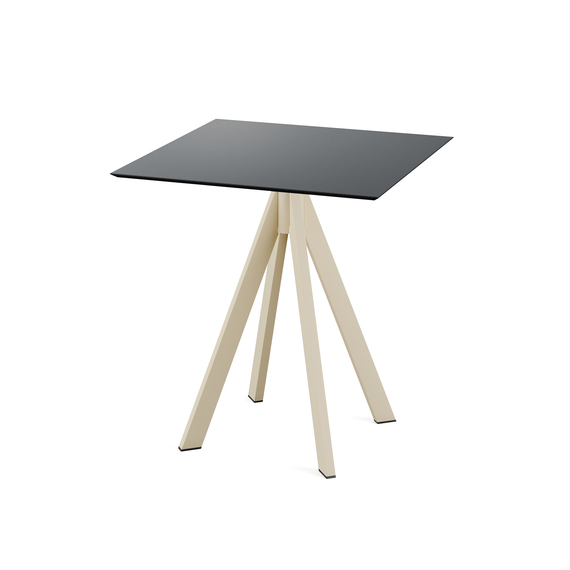 Feros Infinity - Terrassentisch sandfarbenes Gestell + schwarze HPL-Platte 70x70 cm, Sand + Schwarz