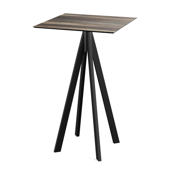 Feros Infinity - Bartisch schwarzes Gestell + Tropenholz HPL-Platte 70x70 cm, Schwarz + Tropenholz