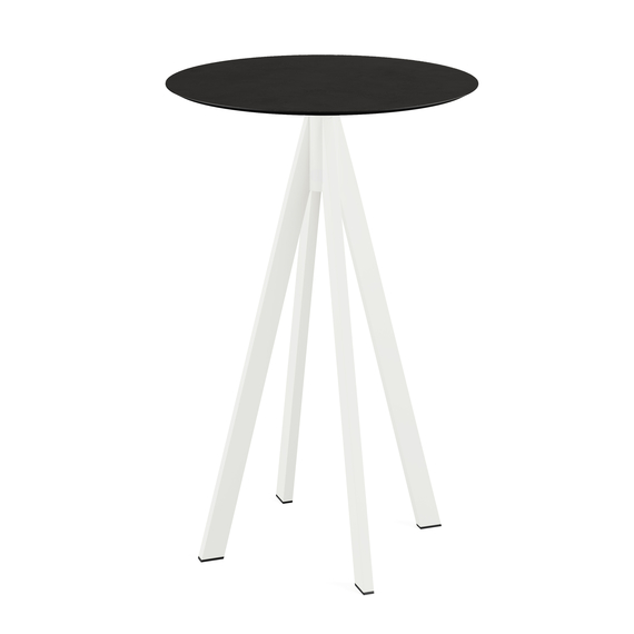 Feros Infinity - Bartisch weißes Gestell + schwarze HPL-Platte Ø70 cm, Weiß + Schwarz