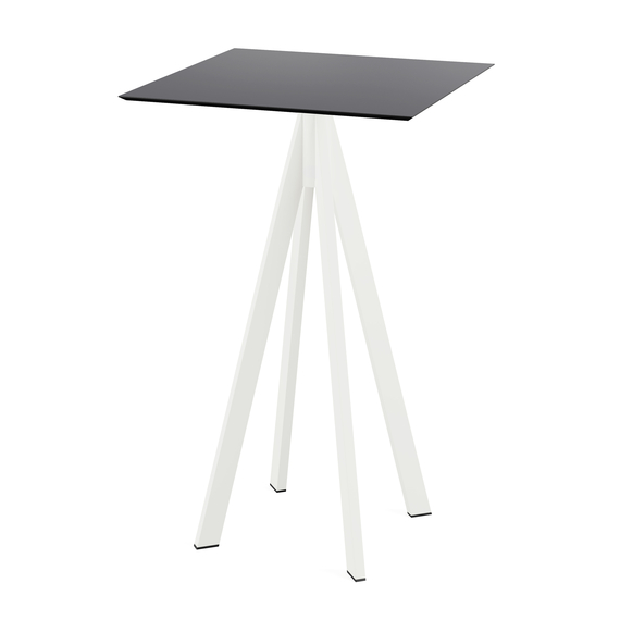 Feros Infinity - Bartisch weißes Gestell + schwarze HPL-Platte 70x70 cm, Weiß + Schwarz