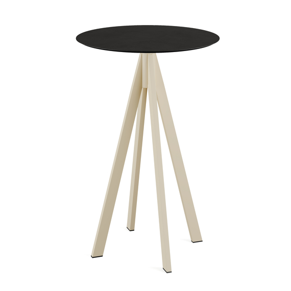 Feros Infinity - Bartisch sandfarbenes Gestell + schwarze HPL-Platte Ø70 cm, Sand + Schwarz