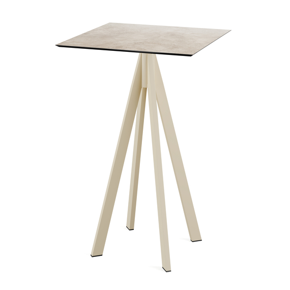 Feros Infinity - Bartisch sandfarbenes Gestell + Moonstone HPL-Platte 70x70 cm, Sand + Moonstone