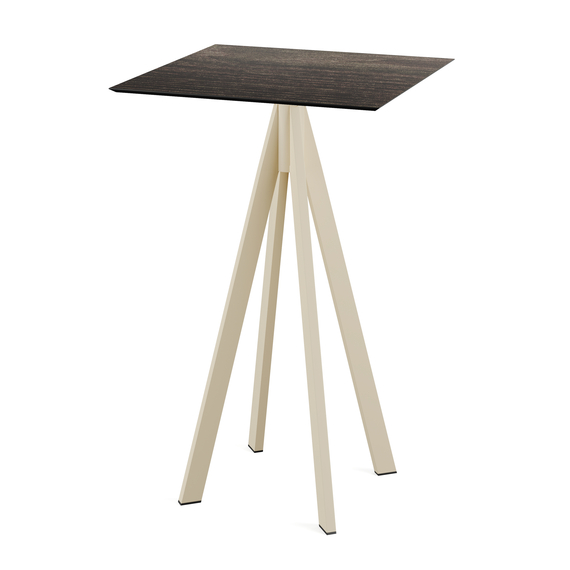 Feros Infinity - Bartisch sandfarbenes Gestell + Riverwashed Holz HPL-Platte 70x70 cm, Sand + Riverwashed Holz