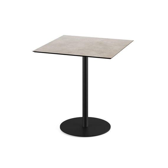 Feros Urban - Terrassentisch schwarzes Gestell + Moonstone HPL-Platte 70x70 cm, Schwarz + Moonstone