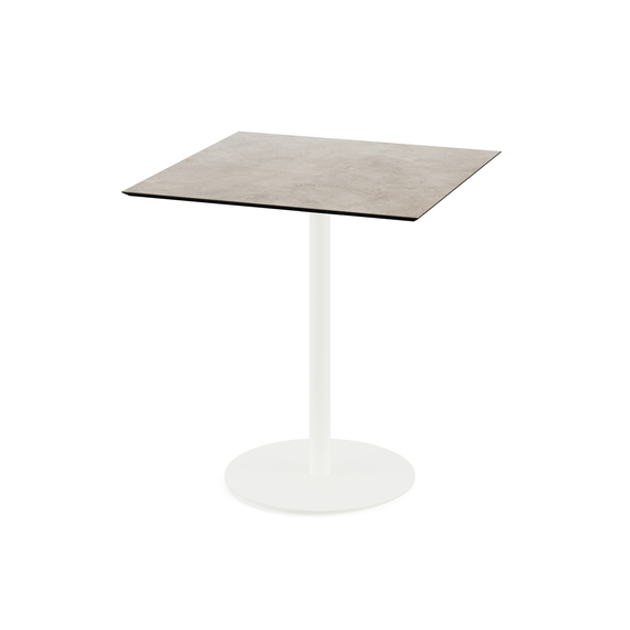 Feros Urban - Terrassentisch weißes Gestell + Moonstone HPL-Platte 70x70 cm, Weiß + Moonstone