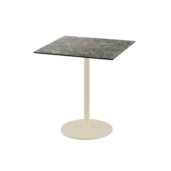 Feros Urban - Terrassentisch sandfarbenes Gestell + Galaxy-Marmor HPL-Platte 70x70 cm, Sand + Galaxy Marmor