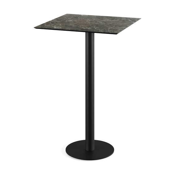 Feros Urban - Bartisch schwarzes Gestell + Galaxy-Marmor HPL-Platte 70x70 cm, Schwarz + Galaxy Marmor