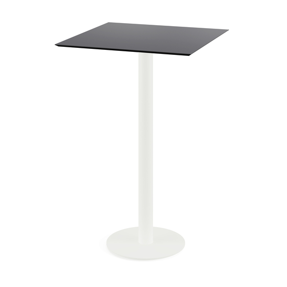 Feros Urban - Bartisch weißes Gestell + schwarze HPL-Platte 70x70 cm, Weiß + Schwarz