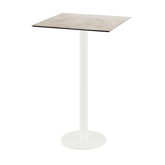 Feros Urban - Bartisch weißes Gestell + Moonstone HPL-Platte 70x70 cm, Weiß + Moonstone