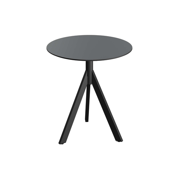 Feros Infinity Tripod - Terrassentisch schwarzes Gestell + HPL-Platte Ø70 cm, Schwarz + Schwarz