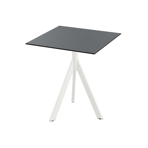 Feros Infinity Tripod - Terrassentisch weißes Gestell + HPL-Platte 70x70 cm, Weiß + Schwarz