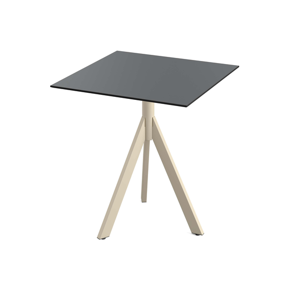 Feros Infinity Tripod - Terrassentisch sandfarbenes Gestell + HPL-Platte 70x70 cm, Sand + Schwarz