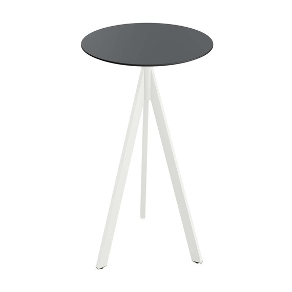 Feros Infinity Tripod - Bartisch weißes Gestell + schwarze HPL-Platte Ø70 cm, Weiß + Schwarz