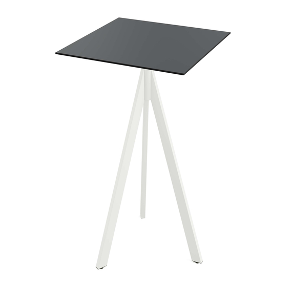 Feros Infinity Tripod - Bartisch weißes Gestell + schwarze HPL-Platte 70x70 cm, Weiß + Schwarz