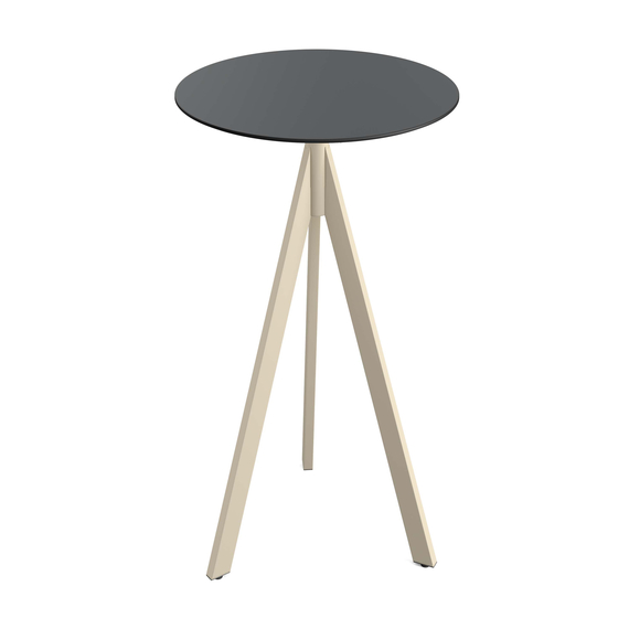 Feros Infinity Tripod - Bartisch sandfarbenes Gestell + schwarze HPL-Platte Ø70 cm, Sand + Schwarz