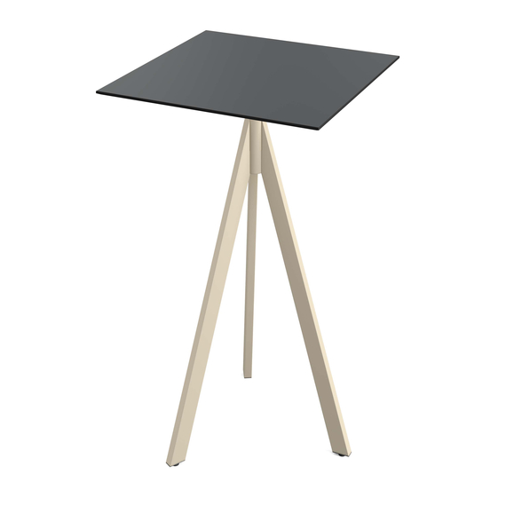 Feros Infinity Tripod - Bartisch sandfarbenes Gestell + schwarze HPL-Platte 70x70 cm, Sand + Schwarz