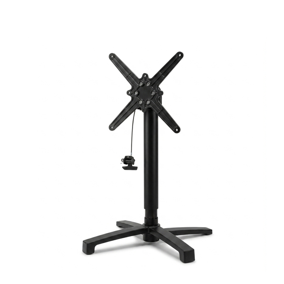 Feros X Cross - Höhenverstellbares schwarz Tischgestell + Tropical Wood HPL-Tischplatte 70x70 cm, Schwarz + Tropical Wood, Bild 2