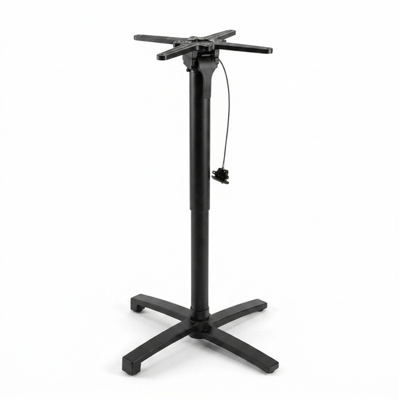 Feros X Cross - Höhenverstellbares schwarz Tischgestell  + Schwarze HPL-Tischplatte 70x70 cm, Schwarz + Schwarz, Bild 4