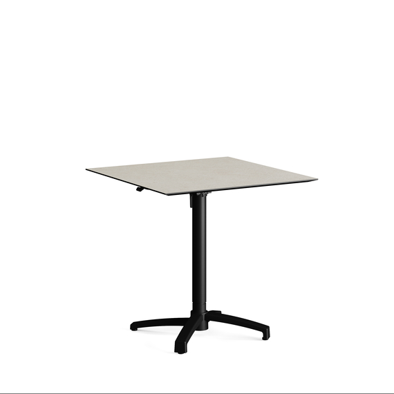 Feros X Cross - Höhenverstellbares schwarz Tischgestell + Sand stone HPL-Tischplatte 70x70 cm, Schwarz + Sand stone