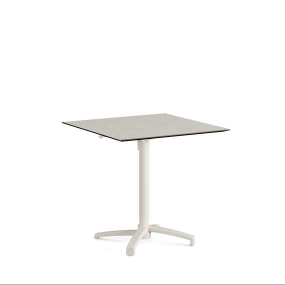 Feros X Cross - Höhenverstellbares sand Tischgestell + Sand stone HPL-Tischplatte 70x70 cm, Sand + Sand stone