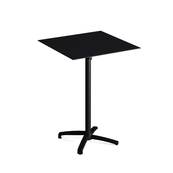 Feros X Cross - Tischgestell hoch schwarz + Black HPL-Tischplatte 70x70 cm, Schwarz + Schwarz