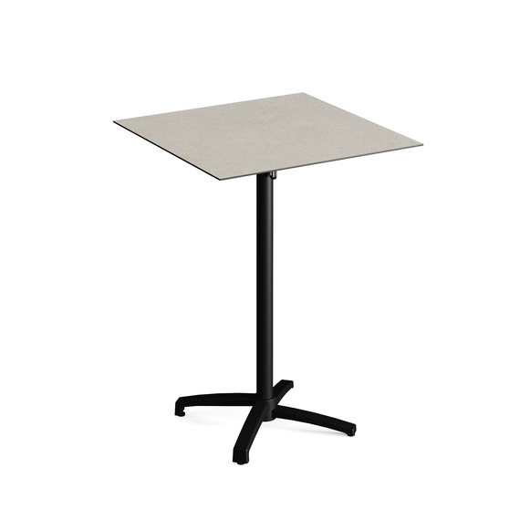Feros X Cross - Tischgestell hoch schwarz + Sand stone HPL-Tischplatte 70x70 cm, Schwarz + Sand stone