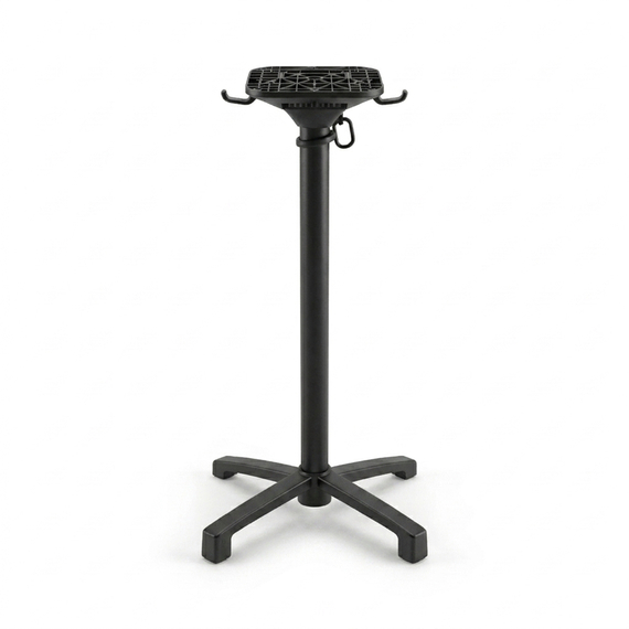 Feros X Cross - Tischgestell hoch schwarz + Teak wood HPL-Tischplatte Ø70 cm, Schwarz + Teak wood, Bild 2