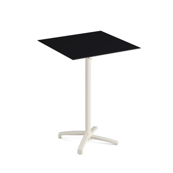 Feros X Cross - Tischgestell hoch sand + Black HPL-Tischplatte 70x70 cm, Sand + Schwarz