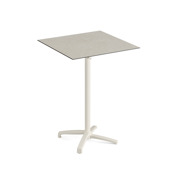 Feros X Cross - Tischgestell hoch sand + Sand stone HPL-Tischplatte 70x70 cm, Sand + Sand stone