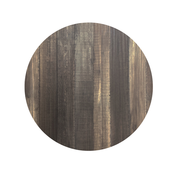 Feros Urban - Tischgestell niedrig schwarz + Tropical Wood HPL-Tischplatte Ø120 cm, Schwarz + Tropical Wood, Bild 3