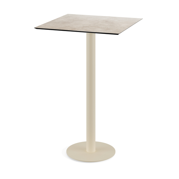 Feros Urban - Bartisch sandfarbenes Gestell + Moonstone HPL-Platte 70x70 cm, Sand + Moonstone