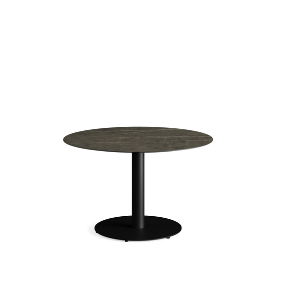 Feros Urban - Tischgestell niedrig schwarz + Midnight Marble HPL-Tischplatte Ø120 cm, Schwarz + Midnight Marble