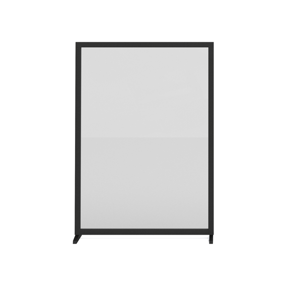 Feros Bodenmontierte Einzelsichtschutzwand - Vollglas, Schwarz/Glas