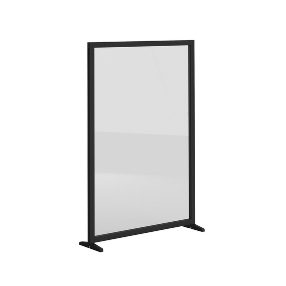 Feros Bodenmontierte Einzelsichtschutzwand - Vollglas, Schwarz/Glas, Bild 2