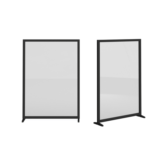 Feros Bodenmontierte Einzelsichtschutzwand - Vollglas, Schwarz/Glas, Bild 3