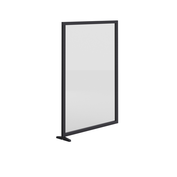 Feros Bodenmontiertes Startmodul Sichtschutzwand - Vollglas, Schwarz/Glas, Bild 2