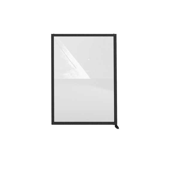 Feros Bodenmontiertes Endmodul Sichtschutzwand - Vollglas, Schwarz/Glas
