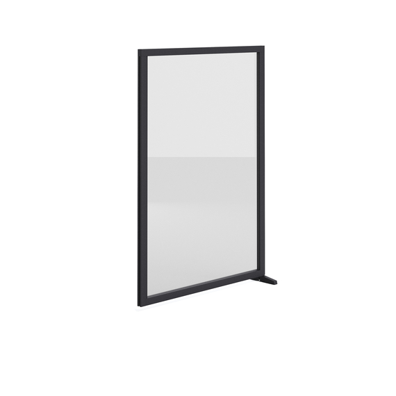 Feros Bodenmontiertes Endmodul Sichtschutzwand - Vollglas, Schwarz/Glas, Bild 2