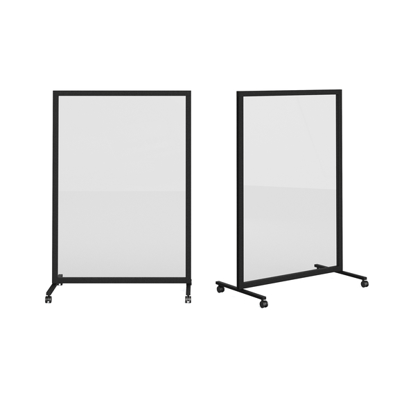 Feros Auf Rollen Einzelsichtschutzwand - Vollglas, Schwarz/Glas