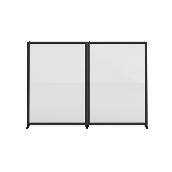Feros Bodenmontierte Doppelsichtschutzwand - Vollglas, Schwarz/Glas