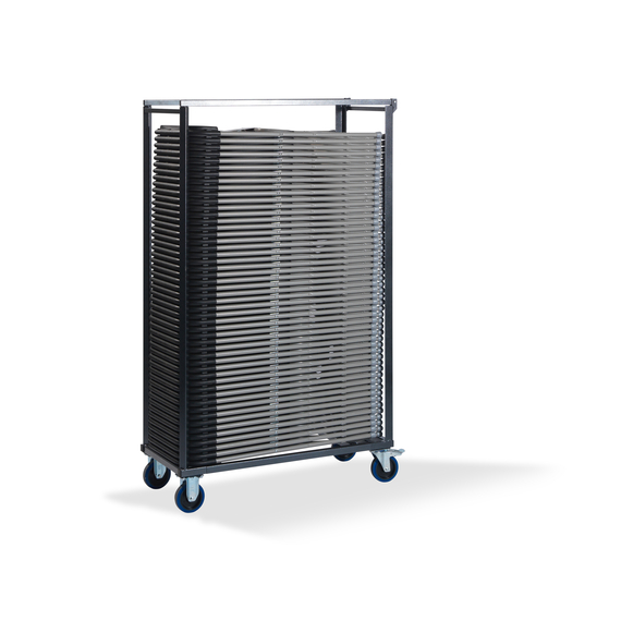 Feros Trolley Budget-Stühle - für 50 Stück, Hammerite Silber