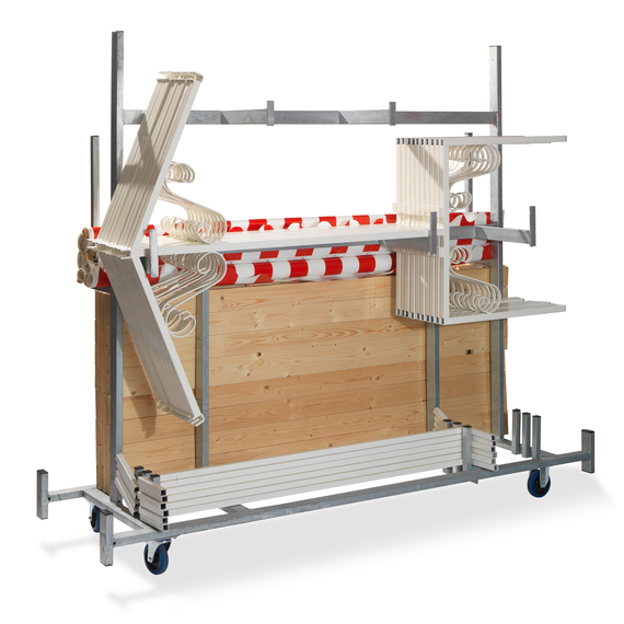 Feros Trolley für Marktstände - aus verzinktem Stahl - für 5 Stück, Hammerite